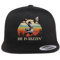 He Is Rizzin Jesus Playing Basketball Funny Easter Day Flatbill Hat