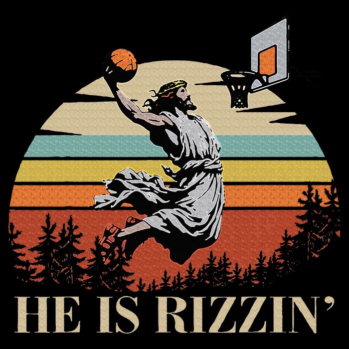 He Is Rizzin Jesus Playing Basketball Funny Easter Day Flatbill Hat