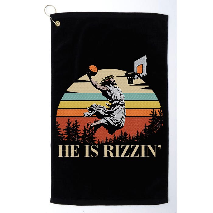 He Is Rizzin Jesus Playing Basketball Funny Easter Day Golf Towel