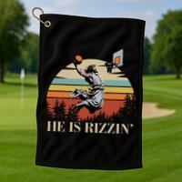 He Is Rizzin Jesus Playing Basketball Funny Easter Day Golf Towel