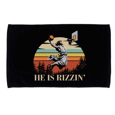 He Is Rizzin Jesus Playing Basketball Funny Easter Day Microfiber Hand Towel
