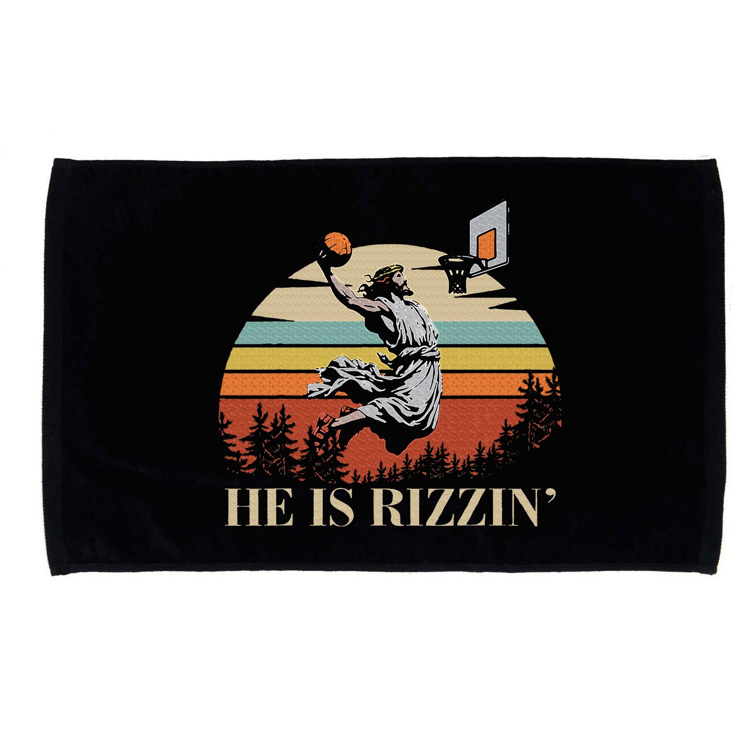 He Is Rizzin Jesus Playing Basketball Funny Easter Day Microfiber Hand Towel