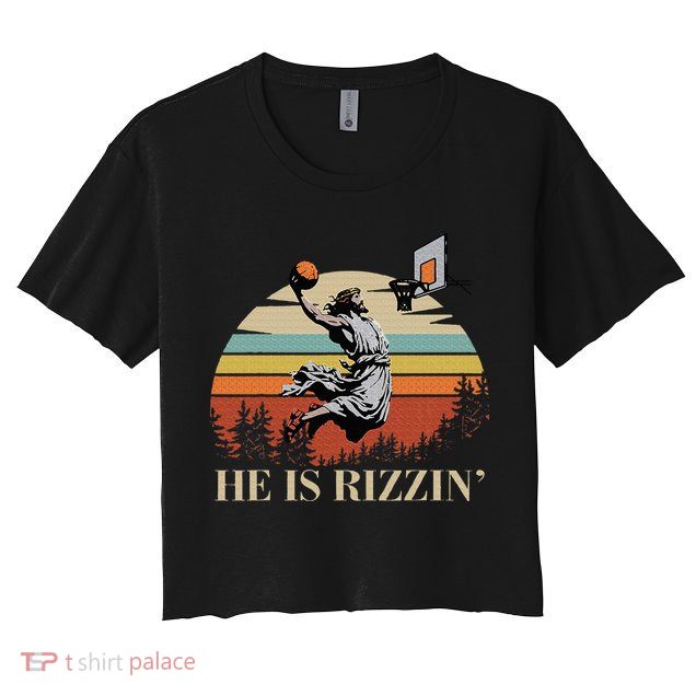 He Is Rizzin Jesus Playing Basketball Funny Easter Day Crop Top