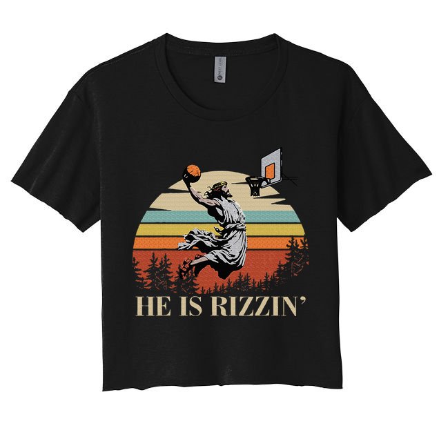 He Is Rizzin Jesus Playing Basketball Funny Easter Day Crop Top