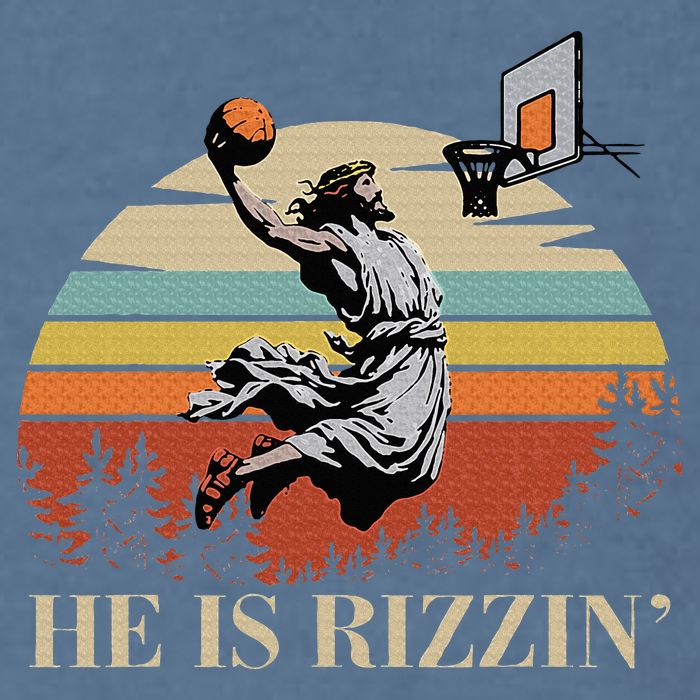 He Is Rizzin Jesus Playing Basketball Funny Easter Day Garment-Dyed Sweatshirt