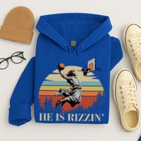 He Is Rizzin Jesus Playing Basketball Funny Easter Day Hoodie