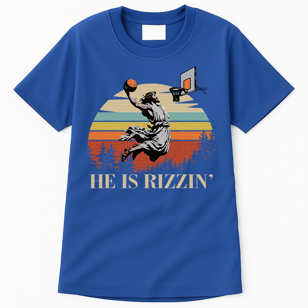 He Is Rizzin Jesus Playing Basketball Funny Easter Day Tall T-Shirt