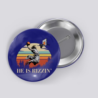 He Is Rizzin Jesus Playing Basketball Funny Easter Day Button