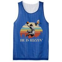 He Is Rizzin Jesus Playing Basketball Funny Easter Day Mesh Reversible Basketball Jersey Tank