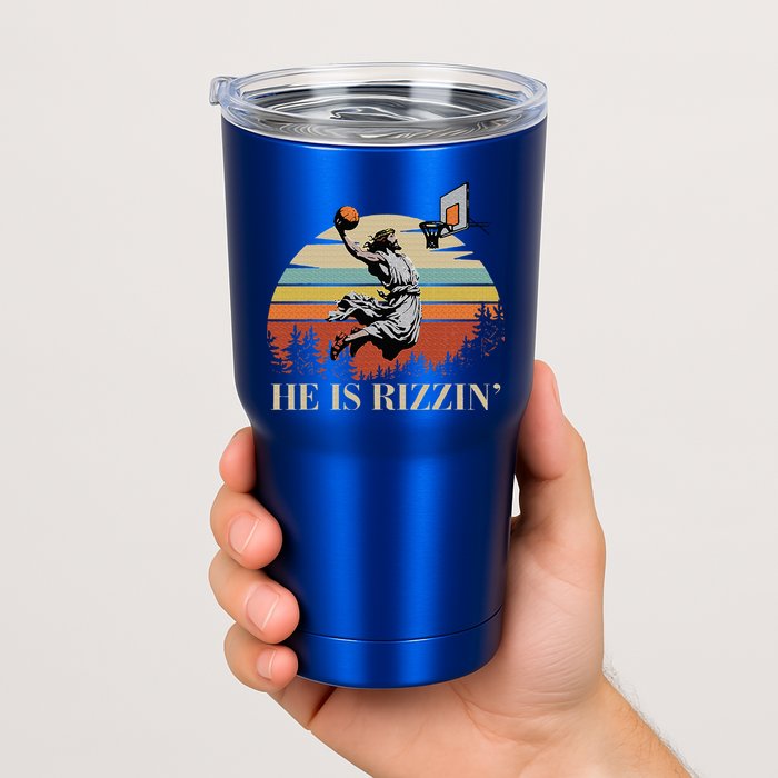 He Is Rizzin Jesus Playing Basketball Funny Easter Day Tumbler