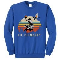 He Is Rizzin Jesus Playing Basketball Funny Easter Day Tall Sweatshirt