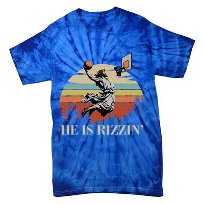He Is Rizzin Jesus Playing Basketball Funny Easter Day Tie-Dye T-Shirt