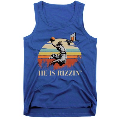 He Is Rizzin Jesus Playing Basketball Funny Easter Day Tank Top