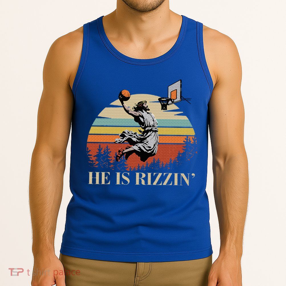 He Is Rizzin Jesus Playing Basketball Funny Easter Day Tank Top