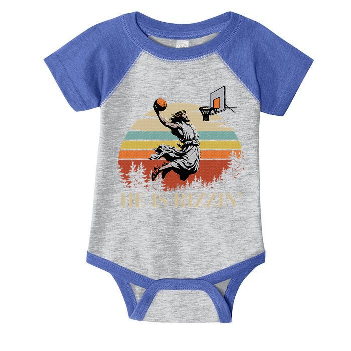 He Is Rizzin Jesus Playing Basketball Funny Easter Day Infant Baby Jersey Bodysuit