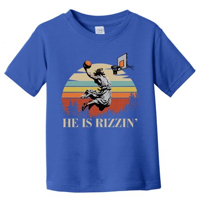 He Is Rizzin Jesus Playing Basketball Funny Easter Day Toddler T-Shirt