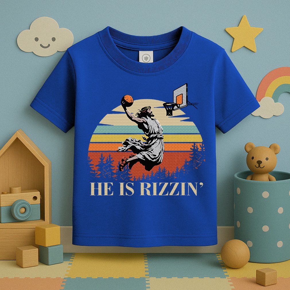 He Is Rizzin Jesus Playing Basketball Funny Easter Day Toddler T-Shirt