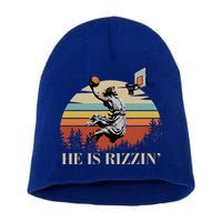 He Is Rizzin Jesus Playing Basketball Funny Easter Day Short Acrylic Beanie