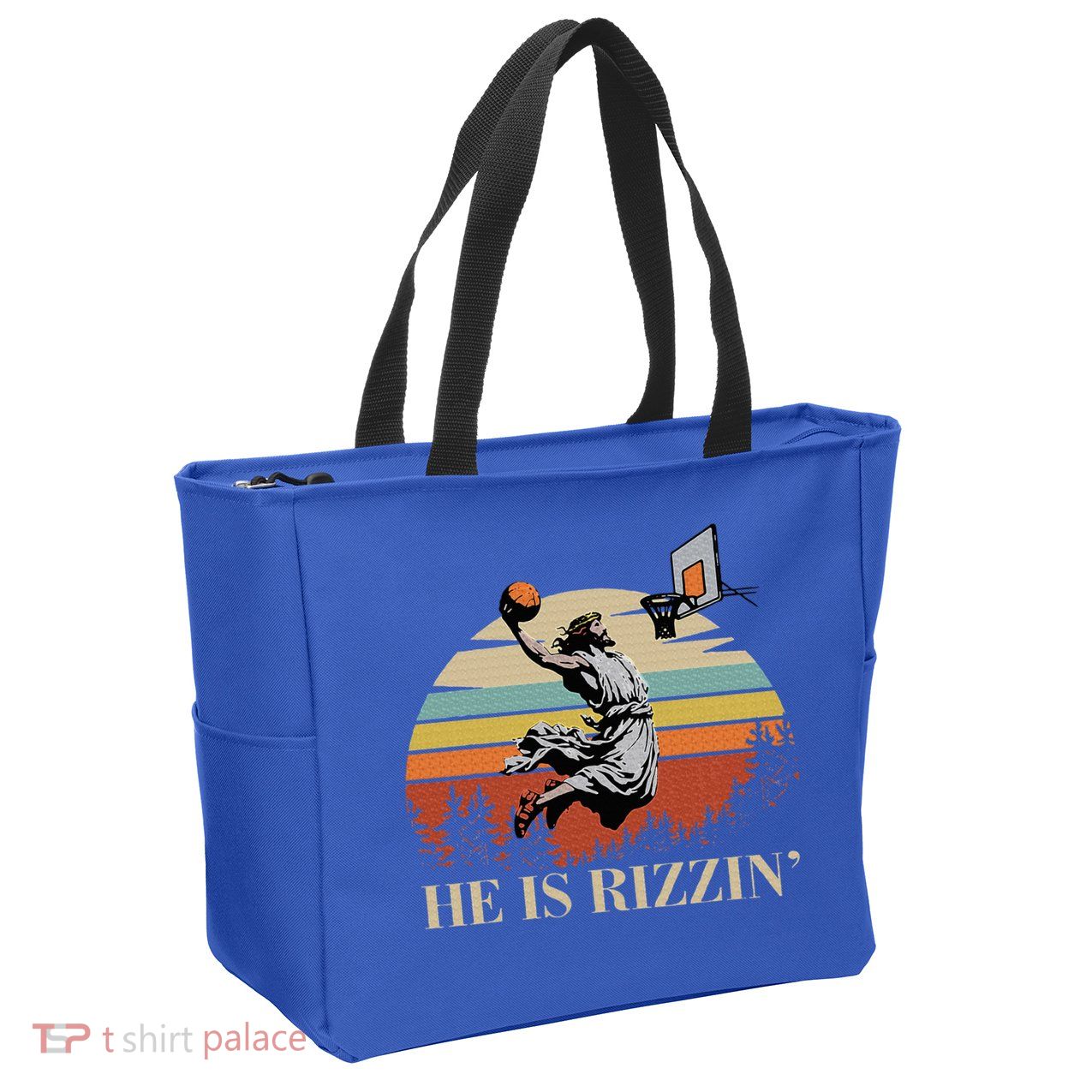 He Is Rizzin Jesus Playing Basketball Funny Easter Day Zip Tote Bag