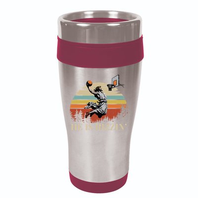 He Is Rizzin Jesus Playing Basketball Funny Easter Day 16oz Travel Tumbler