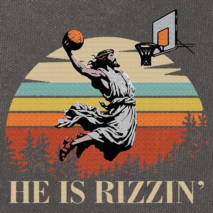 He Is Rizzin Jesus Playing Basketball Funny Easter Day Cotton Canvas Backpack