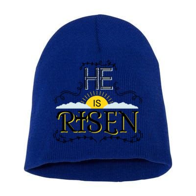 He Is Risen Resurrection Gift Jesus God Bible Cross Hoody Short Acrylic Beanie