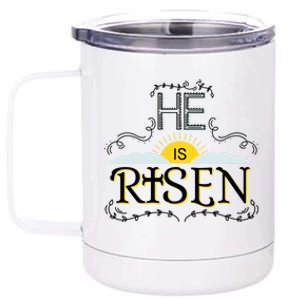 He Is Risen Resurrection Gift Jesus God Bible Cross Hoody 12 oz Stainless Steel Tumbler Cup