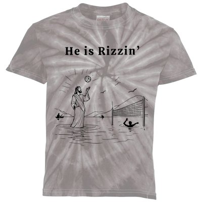 He Is Rizzin Jesus Playing Volleyball Funny Easter Kids Tie-Dye T-Shirt