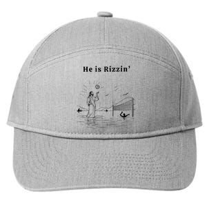 He Is Rizzin Jesus Playing Volleyball Funny Easter 7-Panel Snapback Hat