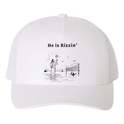 He Is Rizzin Jesus Playing Volleyball Funny Easter Yupoong Adult 5-Panel Trucker Hat