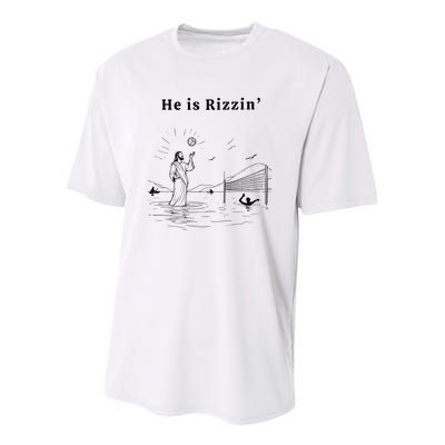 He Is Rizzin Jesus Playing Volleyball Funny Easter Youth Performance Sprint T-Shirt