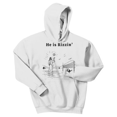 He Is Rizzin Jesus Playing Volleyball Funny Easter Kids Hoodie