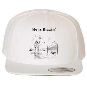 He Is Rizzin Jesus Playing Volleyball Funny Easter Wool Snapback Cap