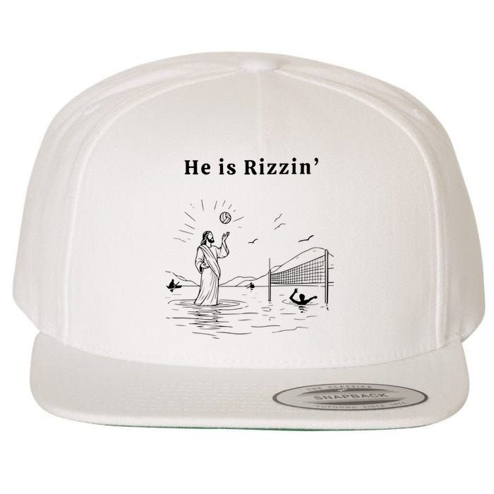 He Is Rizzin Jesus Playing Volleyball Funny Easter Wool Snapback Cap