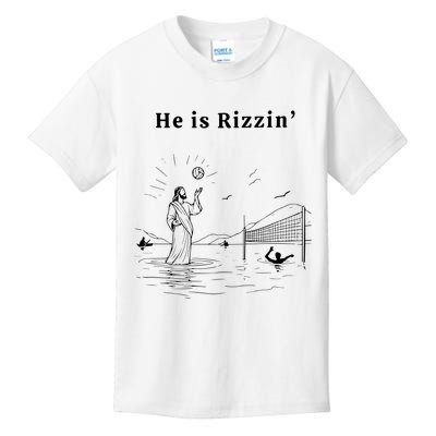 He Is Rizzin Jesus Playing Volleyball Funny Easter Kids T-Shirt