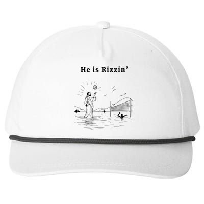 He Is Rizzin Jesus Playing Volleyball Funny Easter Snapback Five-Panel Rope Hat