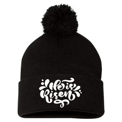 He Is Risen Easter Quote Pom Pom 12in Knit Beanie