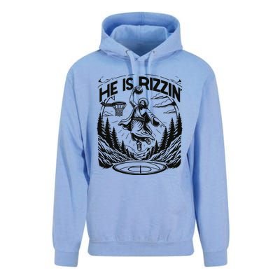 He Is Rizzin Funny Basketball Christian Religious Gift Unisex Surf Hoodie