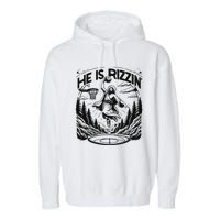 He Is Rizzin Funny Basketball Christian Religious Gift Garment-Dyed Fleece Hoodie