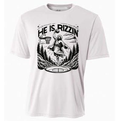 He Is Rizzin Funny Basketball Christian Religious Gift Cooling Performance Crew T-Shirt