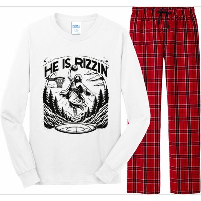 He Is Rizzin Funny Basketball Christian Religious Gift Long Sleeve Pajama Set