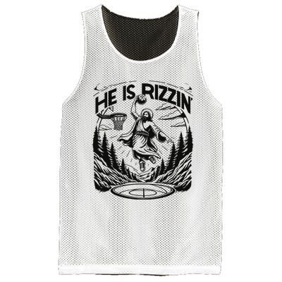 He Is Rizzin Funny Basketball Christian Religious Gift Mesh Reversible Basketball Jersey Tank