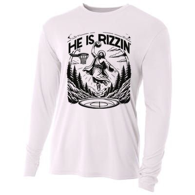 He Is Rizzin Funny Basketball Christian Religious Gift Cooling Performance Long Sleeve Crew