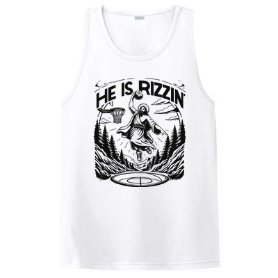 He Is Rizzin Funny Basketball Christian Religious Gift PosiCharge Competitor Tank