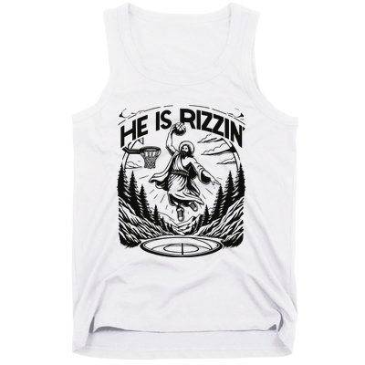 He Is Rizzin Funny Basketball Christian Religious Gift Tank Top