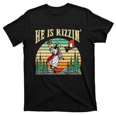 He Is Rizzin Funny Basketball Easter Christian Religious T-Shirt