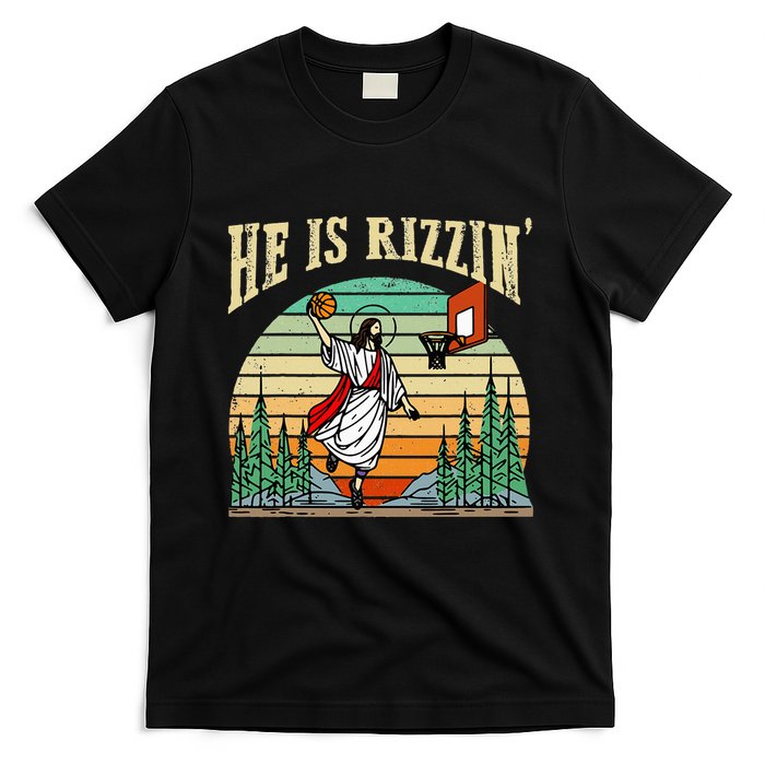 He Is Rizzin Funny Basketball Easter Christian Religious T-Shirt