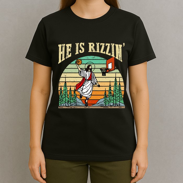 He Is Rizzin Funny Basketball Easter Christian Religious T-Shirt