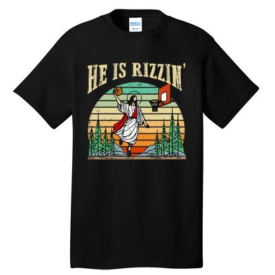 He Is Rizzin Funny Basketball Easter Christian Religious Tall T-Shirt