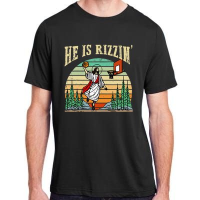 He Is Rizzin Funny Basketball Easter Christian Religious Adult ChromaSoft Performance T-Shirt